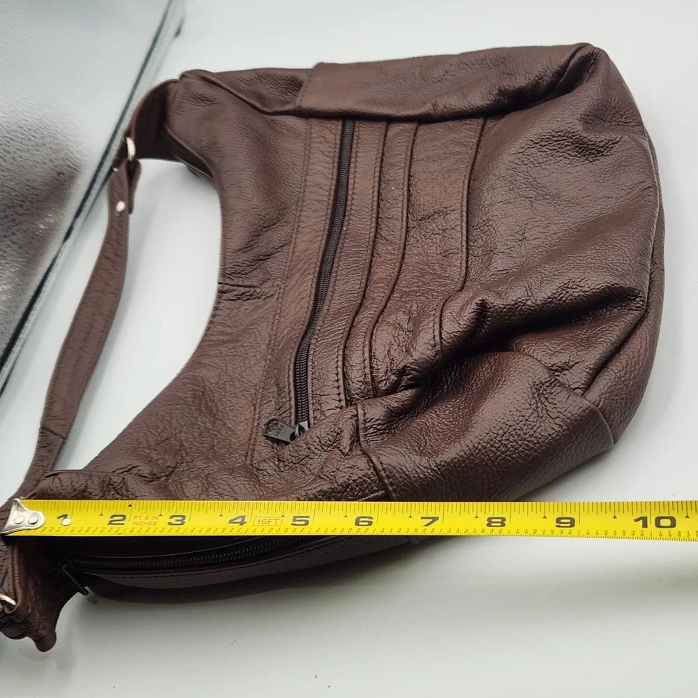 Vintage Genuine‎ Leather Hobo Shoulder Bag Brown 14x10 Made in Mexico